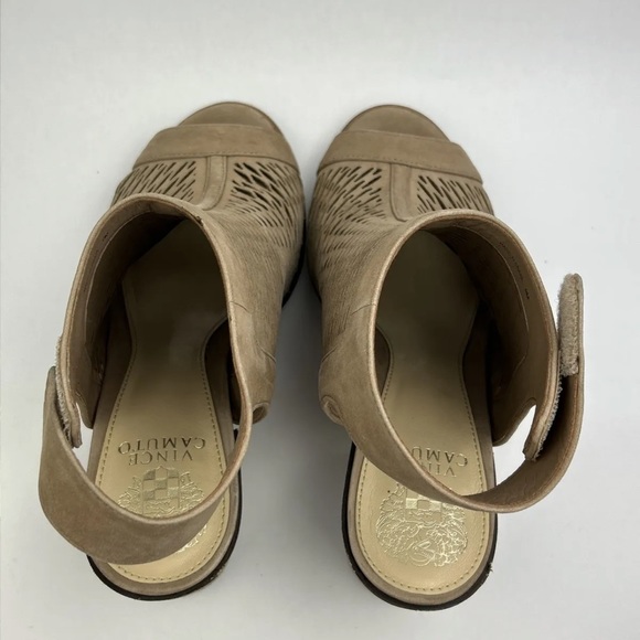 Vince Camuto VC-Lavette Brown Leather Open Toe Chunky Heel Slingbacks Womens 9M - Picture 10 of 10